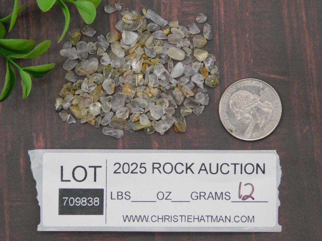 Rutilated Quartz Gemstones Rock Stone Lapidary Specimen: Rutilated Quartz Gemstones Rock Stone Lapidary Specimen - Part of our Discover Gilded Gallery, Crystals and Gems auction at HATMAN'S Auctions! Please see photos for measurements and condition. YES,