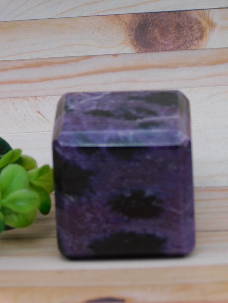 CHAROITE CUBE ROCK STONE LAPIDARY SPECIMEN: CHAROITE CUBE ROCK STONE LAPIDARY SPECIMEN - Part of our Discover Twilight Bazaar, Crystals and Gems auction at HATMAN'S Auctions! Please see photos for measurements and condition. YES, we have in-hou