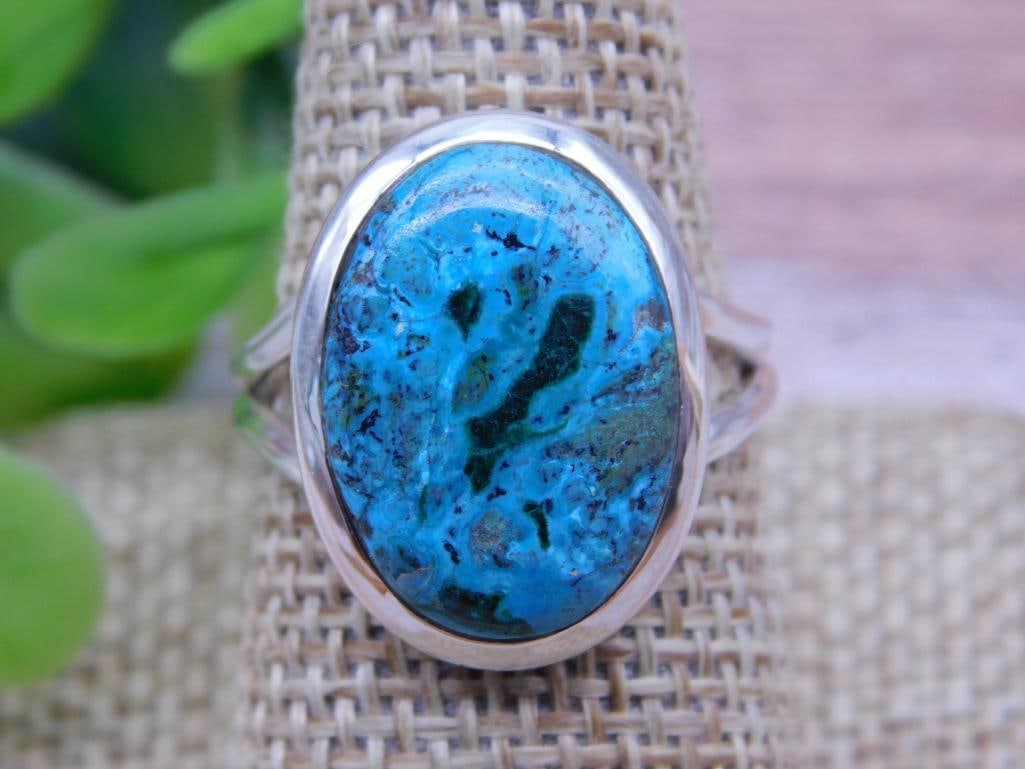 STERLING SILVER CHRYSOCOLLA RING ROCK STONE LAPIDARY SPECIMEN: WELCOME TO HATMAN AUCTIONS! SPECIAL NOTICE: Please see photos for measurements and descriptions. ***Yes, we have in house shipping with MANY REPEAT CUSTOMERS because of our streamlined service. ****We