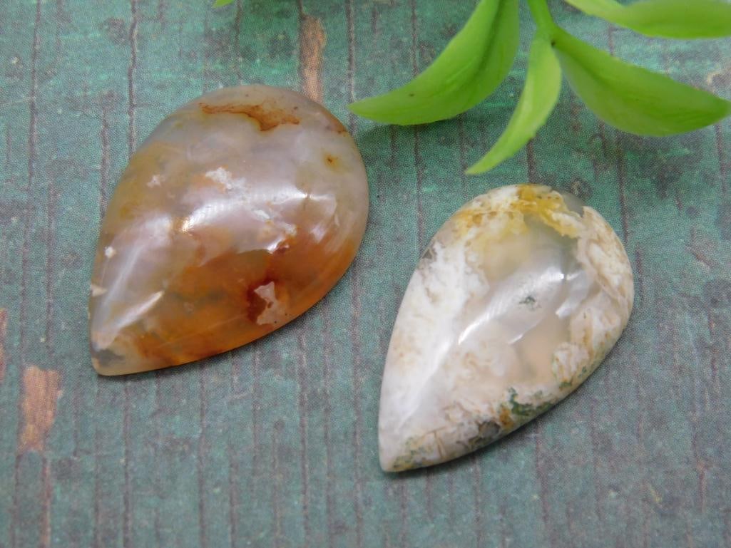 PLUME AGATE CABOCHON ROCK STONE LAPIDARY SPECIMEN (1 of 2)