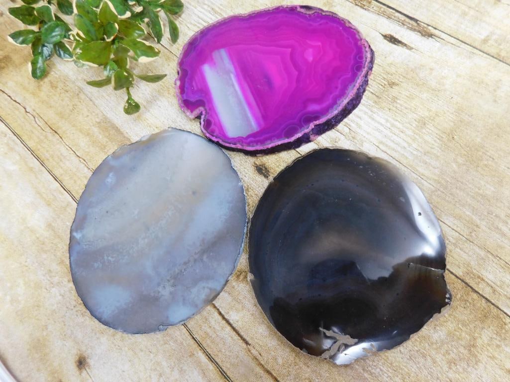 AGATE SLICES ROCK STONE LAPIDARY SPECIMEN (1 of 2)