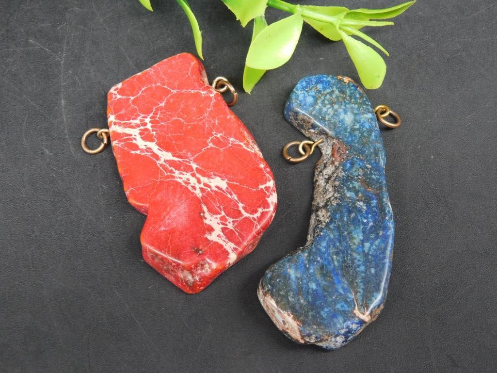 IMPRESSION JASPER PENDANTS ROCK STONE LAPIDARY SPECIMEN: IMPRESSION JASPER PENDANTS ROCK STONE LAPIDARY SPECIMEN - Part of our Discover Golden Attic, Crystals and Gems auction at HATMAN'S Auctions! Please see photos for measurements and condition. YES, we h