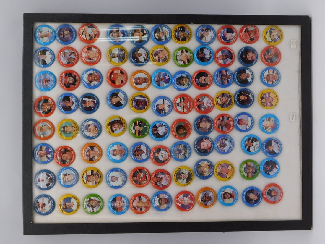 Framed Collection of Vintage 1980s MLB Baseball Collectible Discs (1 of 4)