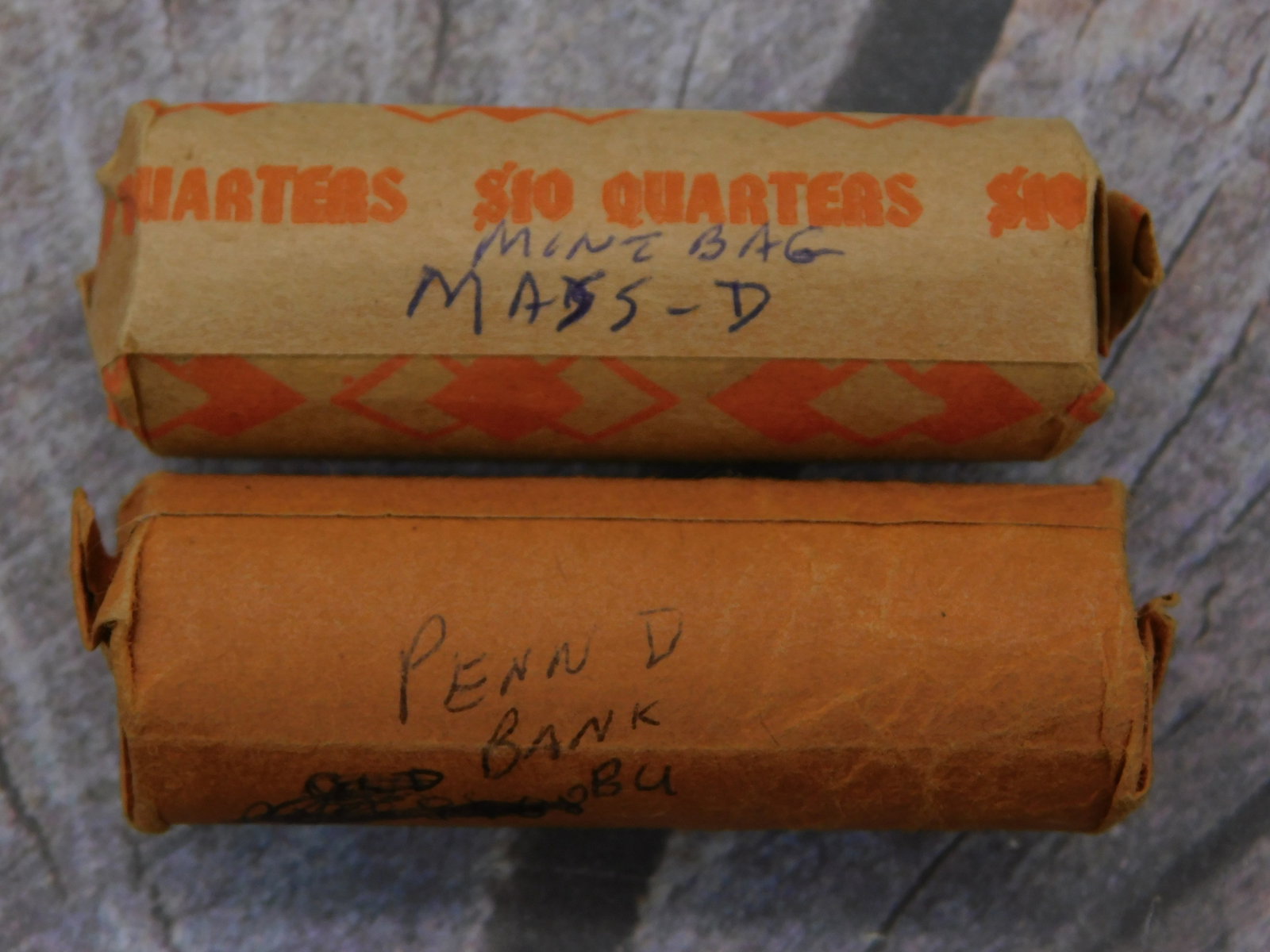 Vintage Antique Bank Coin Wrapper Roll Lot $10 Quarters Numismatic Collectible (1 of 3)