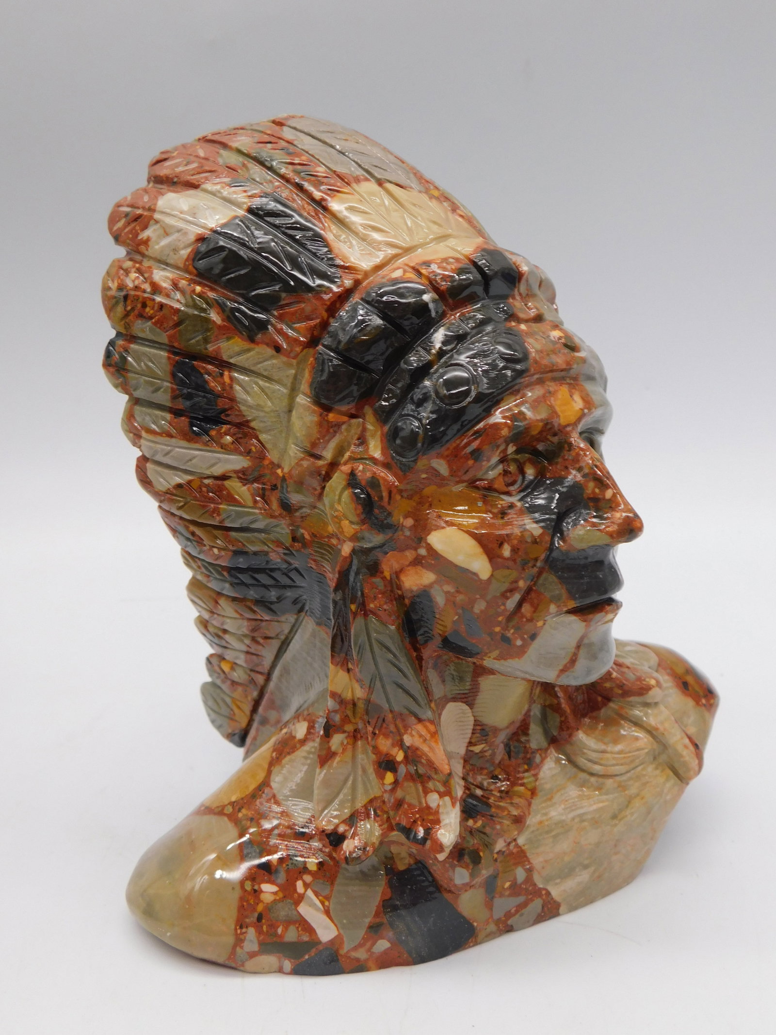 INDIAN CHIEF STONE Black Tourmaline in Quartz Polished Specimen Pendant Display Rock Stone Lapidary (1 of 4)