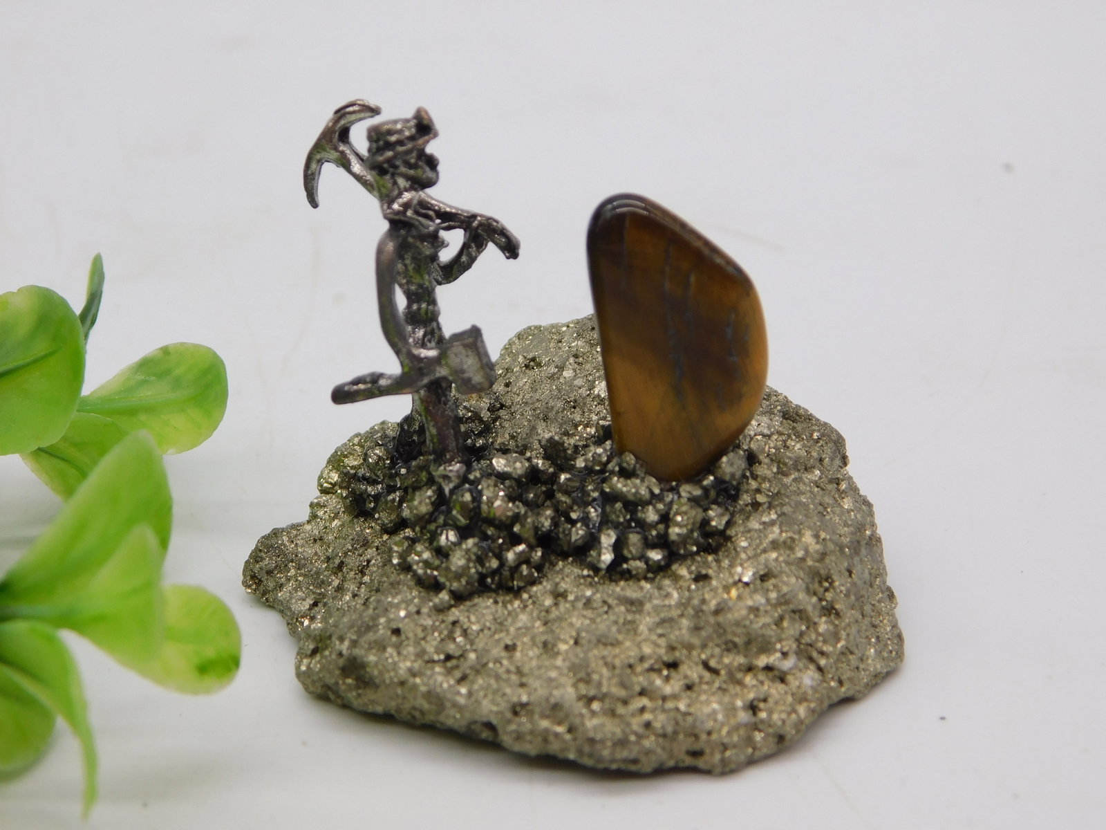 Tiger's Eye Stone Pyrite Matrix Demon Figure Display Specimen Rock Stone Lapidary (1 of 3)