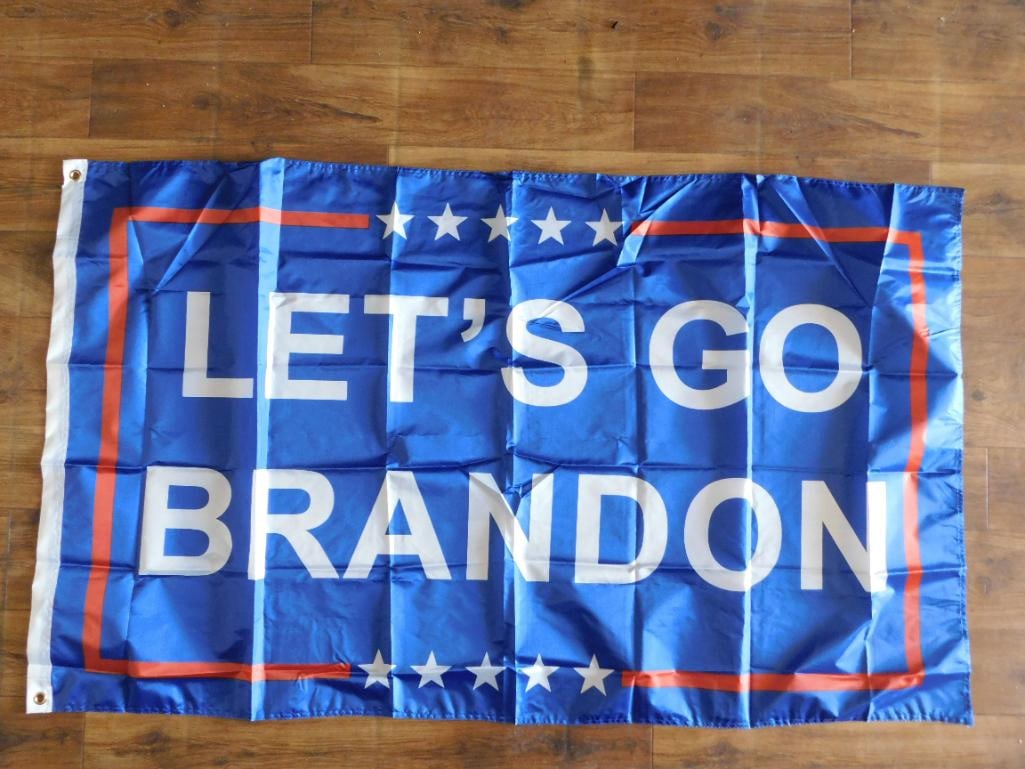 LETS GO BRANDON BLUE FLAG: LETS GO BRANDON BLUE FLAG - Authentic estate find offered in our online auction. Perfect for collectors, resellers, and enthusiasts of vintage, antiques, minerals, rocks, crystals, jewelry, and rare u