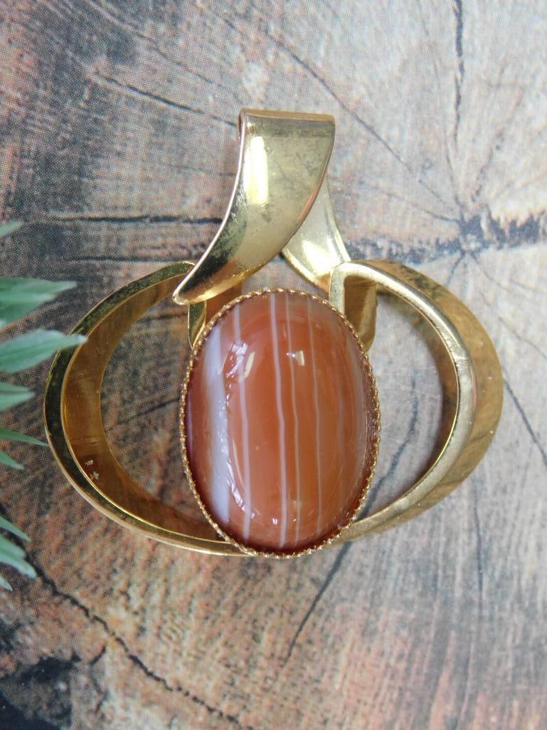BANDED AGATE PENDANT ROCK STONE LAPIDARY SPECIMEN (1 of 2)