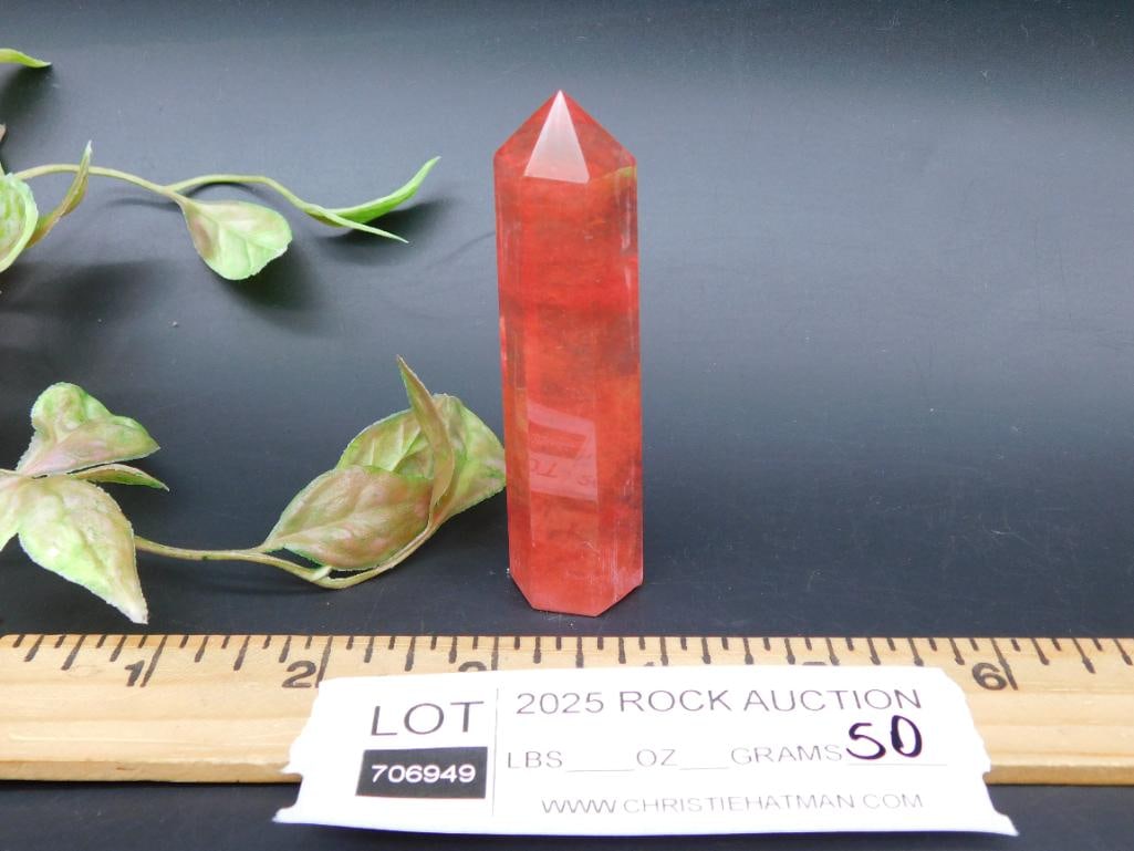 Polished Red Gemstone Crystal Point - 2