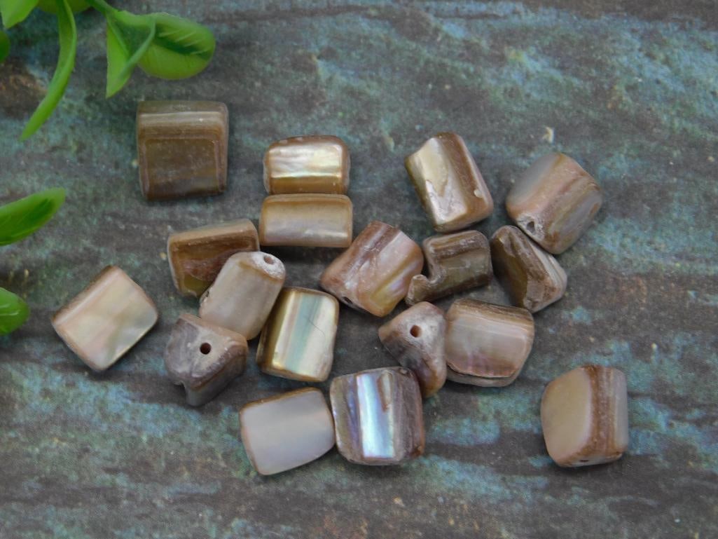 Lot of Mother of Pearl Barrel Beads With Drill Holes: Lot of Mother of Pearl Barrel Beads With Drill Holes