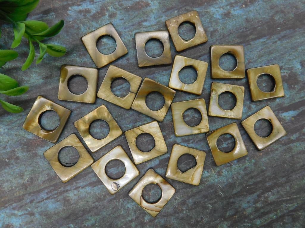 Collection of Square Shaped Natural Shell Beads: Collection of Square Shaped Natural Shell Beads