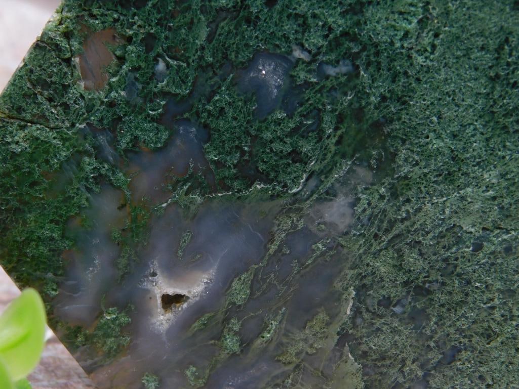 Moss Plume Agate Block With Textured Surface - 2