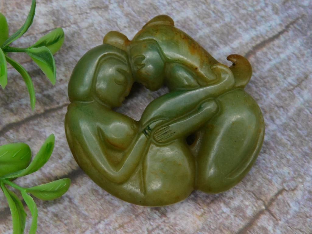 Carved Jade Lovers Figurine (1 of 2)