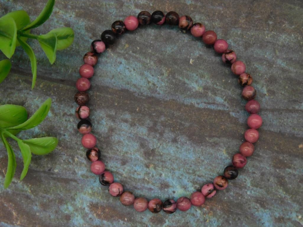 Rhodonite Beaded Stretch Bracelet (1 of 3)