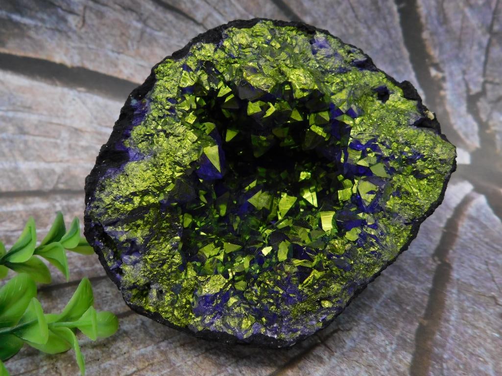 Geode with Green and Blue Crystal Formation: Geode with Green and Blue Crystal Formation