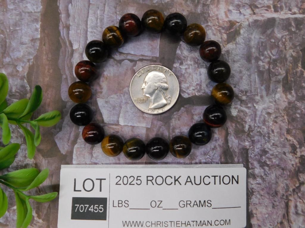 Multicolor Tiger Eye Gemstone Beaded Bracelet - 3