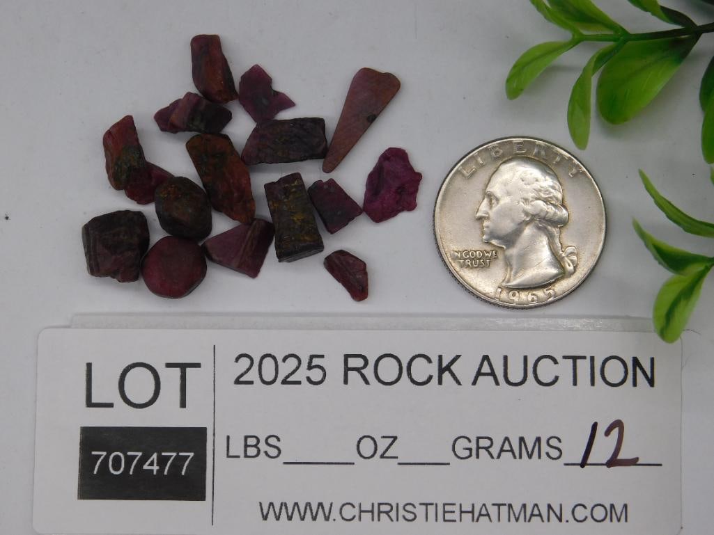 Raw Ruby Gemstone Collection 12 Grams - 3