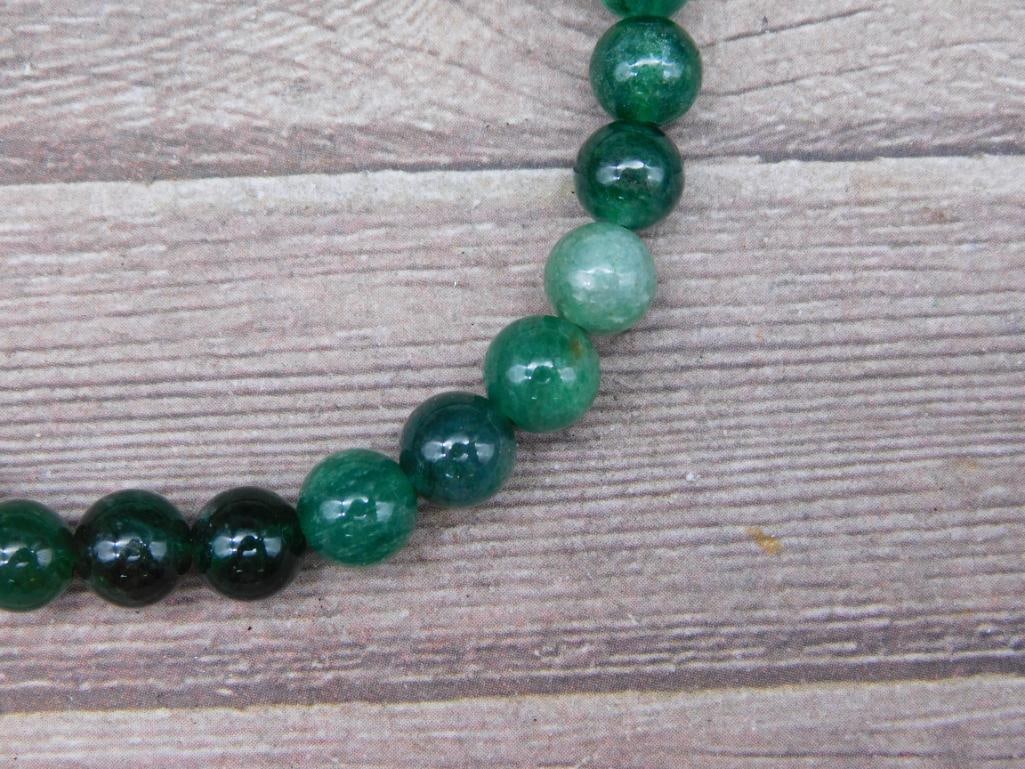 Green Gemstone Bead Stretch Bracelet - 2