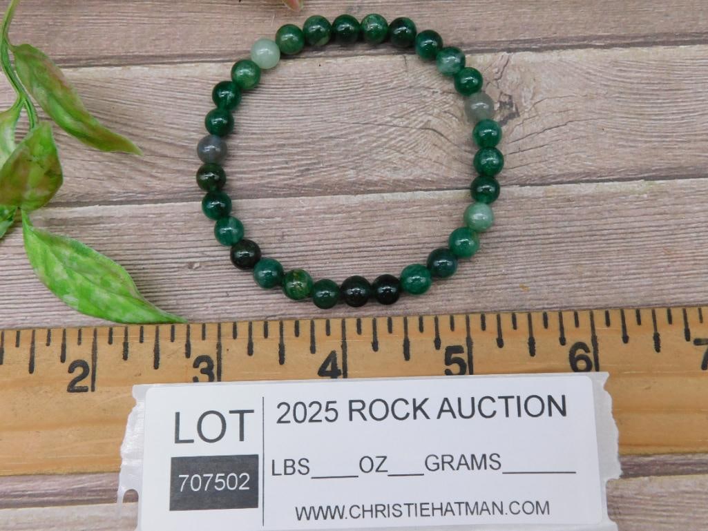 Green Gemstone Bead Stretch Bracelet - 3