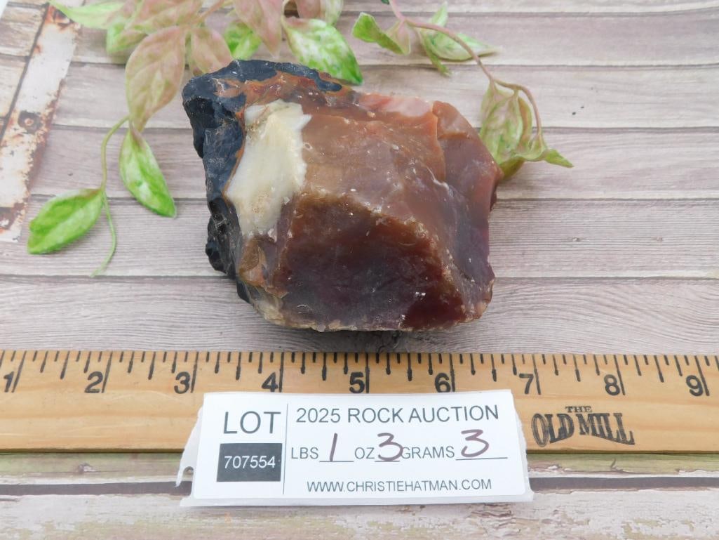 Rough Agate Rock Specimen with Multicolored Layers - 3