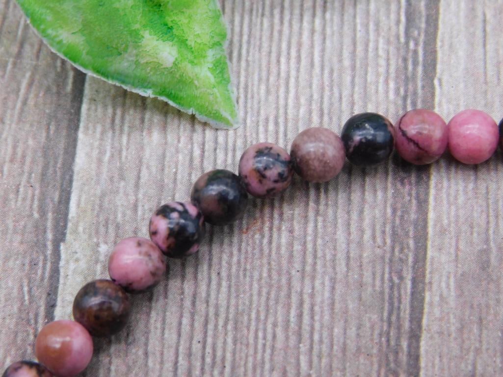Rhodonite Beaded Stretch Bracelet - 2