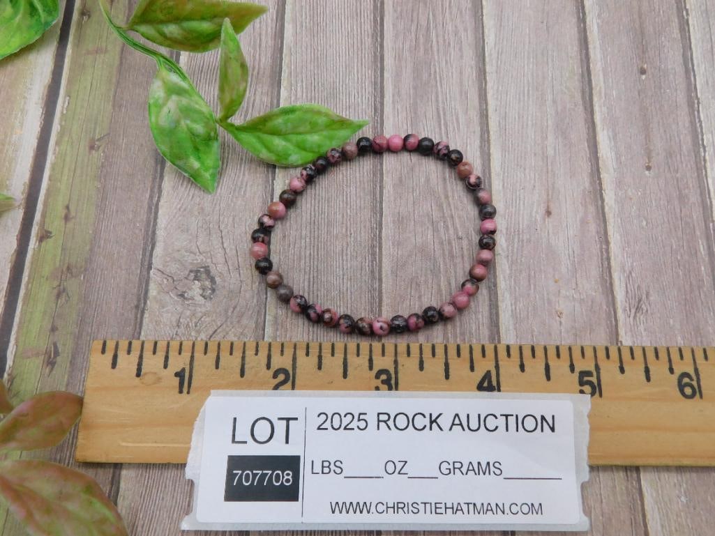 Rhodonite Beaded Stretch Bracelet - 3