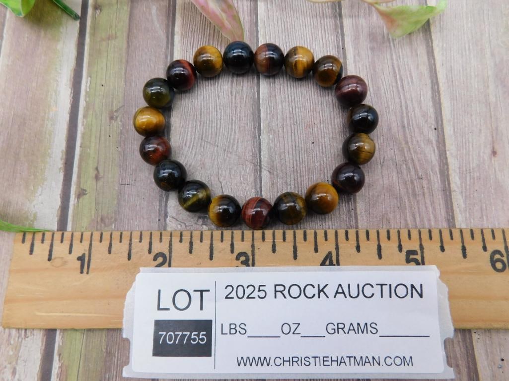 Tiger Eye Beaded Stretch Bracelet - 2