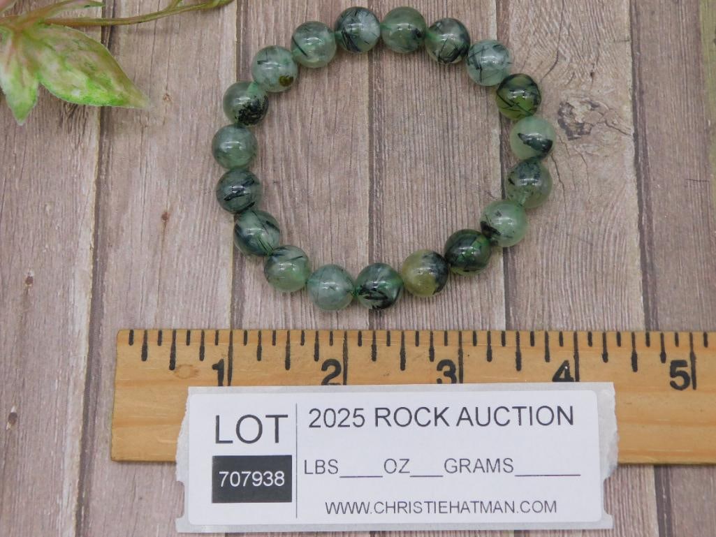 Green Gemstone Bead Stretch Bracelet - 2