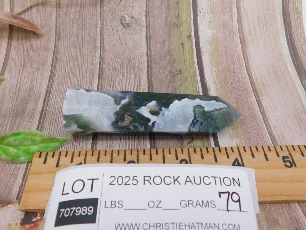 Polished Moss Agate Crystal Point - 2