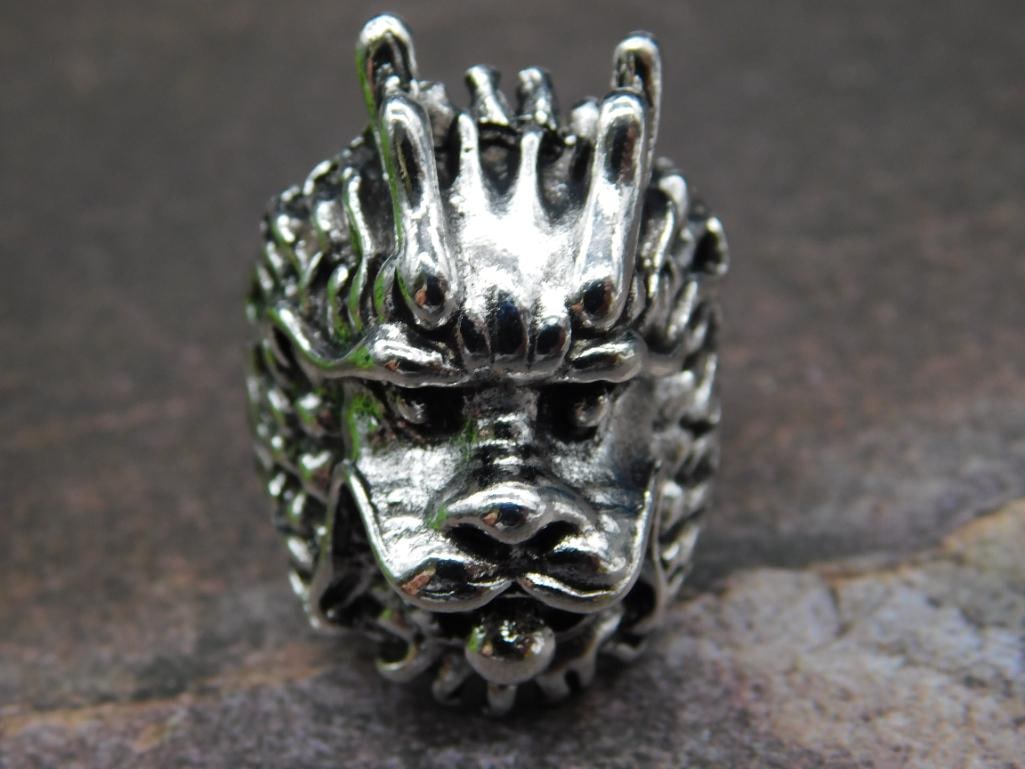 SILVER TONE DRAGON HEAD RING SIZE 10 - 2