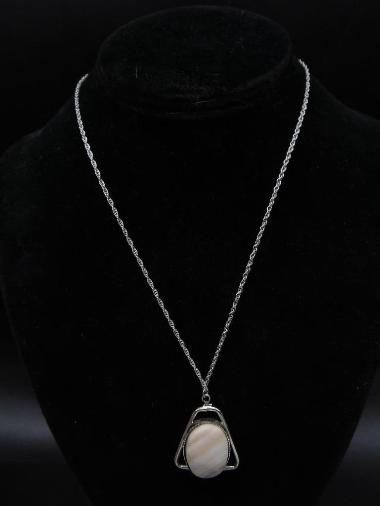 GENUINE STONE PENDANT ON CHAIN LINK NECKLACE - 2