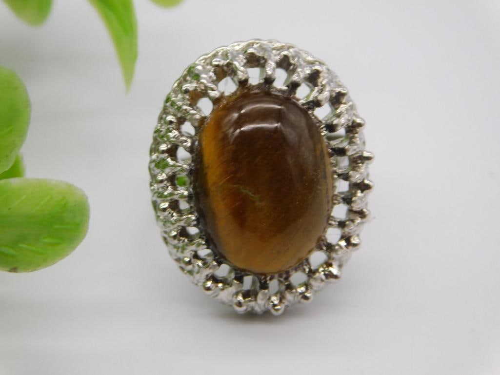 TIGER EYE RING ROCK STONE LAPIDARY SPECIMEN: TIGER EYE RING ROCK STONE LAPIDARY SPECIMEN — Part of our Discover Antique Alley, Crystals and Gems auction at HATMAN'S Auctions! Please see photos for measurements and condition. YES, we have