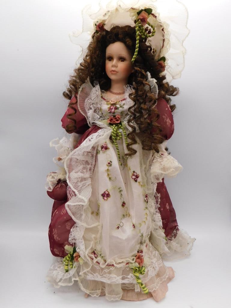 CATHAY COLLECTION VICTORIAN STYLE PORCELAIN DOLL VINTAGE ANTIQUE: CATHAY COLLECTION VICTORIAN STYLE PORCELAIN DOLL VINTAGE ANTIQUE — Part of our Discover Antique Alley, Crystals and Gems auction at HATMAN'S Auctions! Please see photos for measurements and