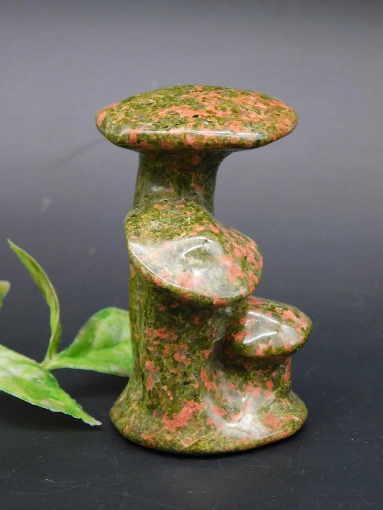 Polished Decorative Stone Sculpture of Abstract Mushroom Design: Polished Decorative Stone Sculpture of Abstract Mushroom Design