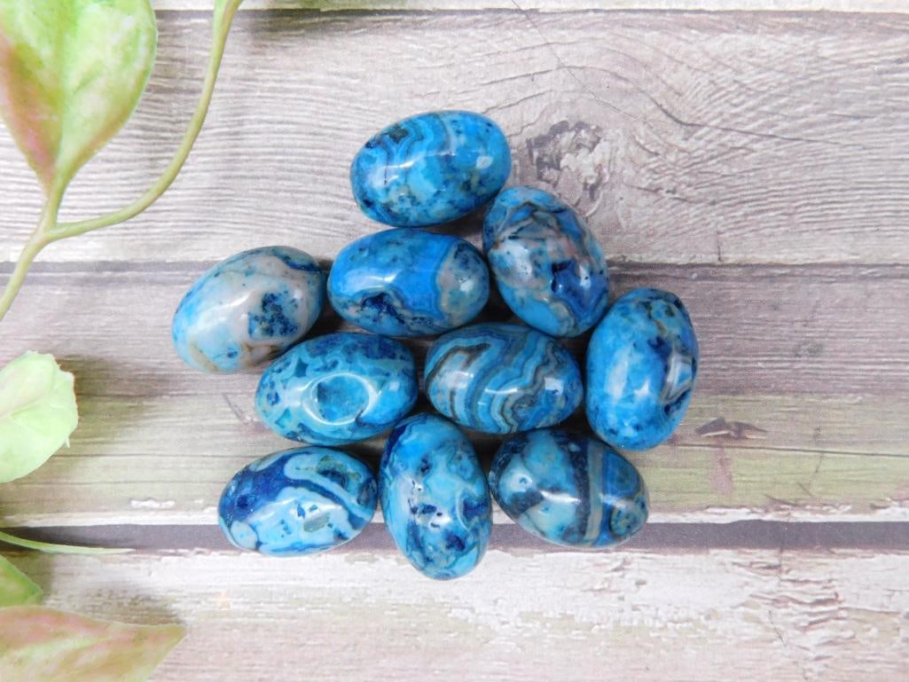 Collection of Polished Blue Gemstone Ovals: Collection of Polished Blue Gemstone Ovals