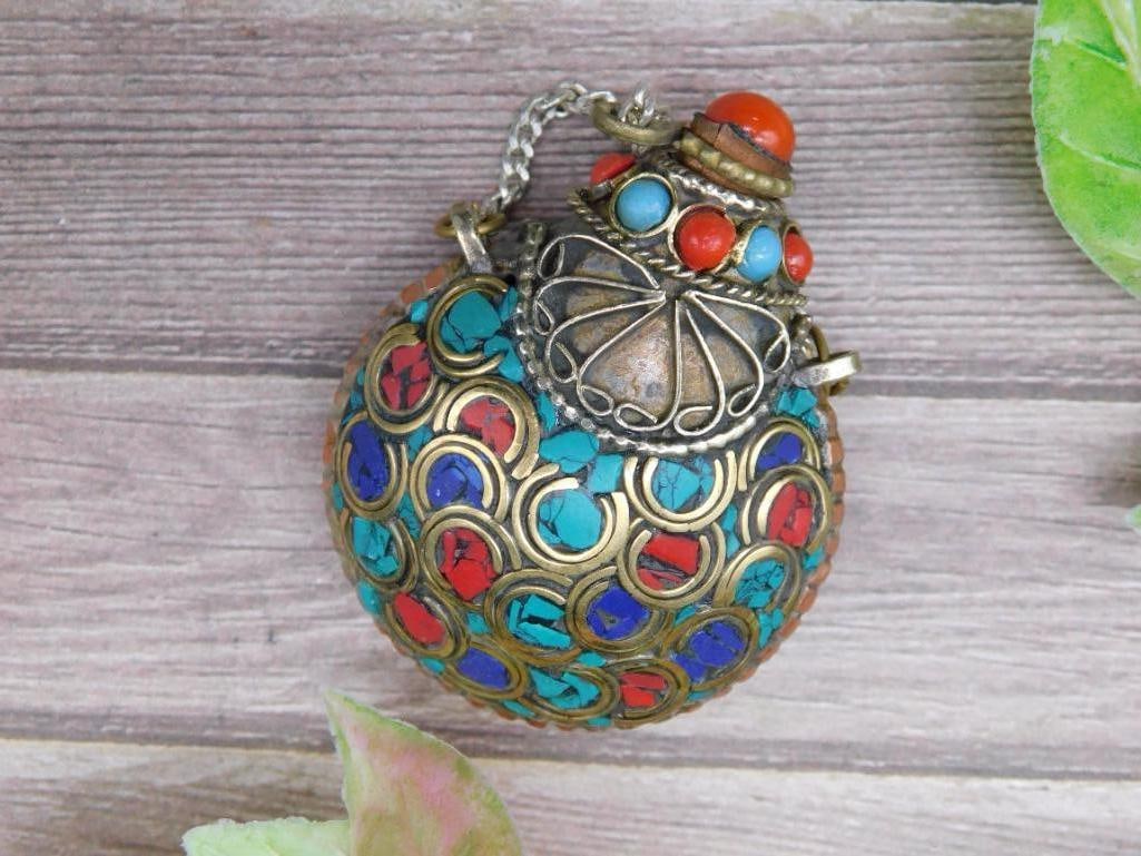 Colorful Metal Perfume Bottle With Decorative Accents (1 of 3)