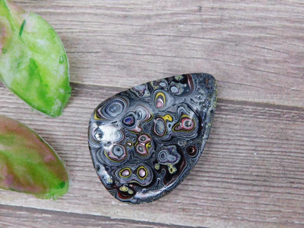 Polished Fordite Cabochon With Multicolored Layers - 2