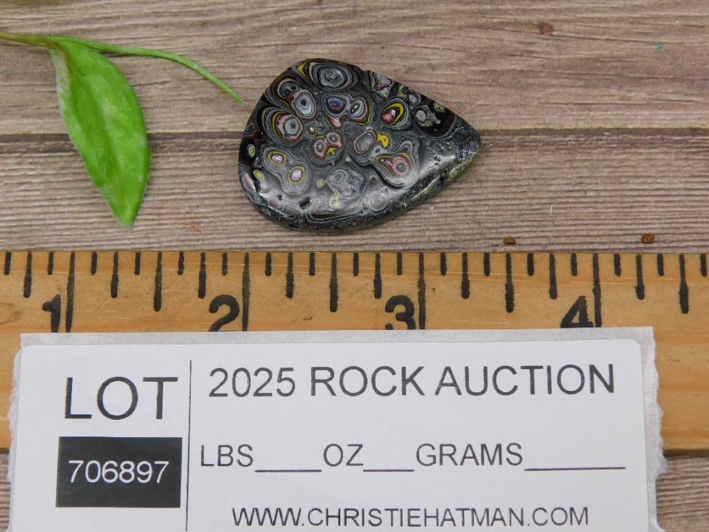 Polished Fordite Cabochon With Multicolored Layers - 3