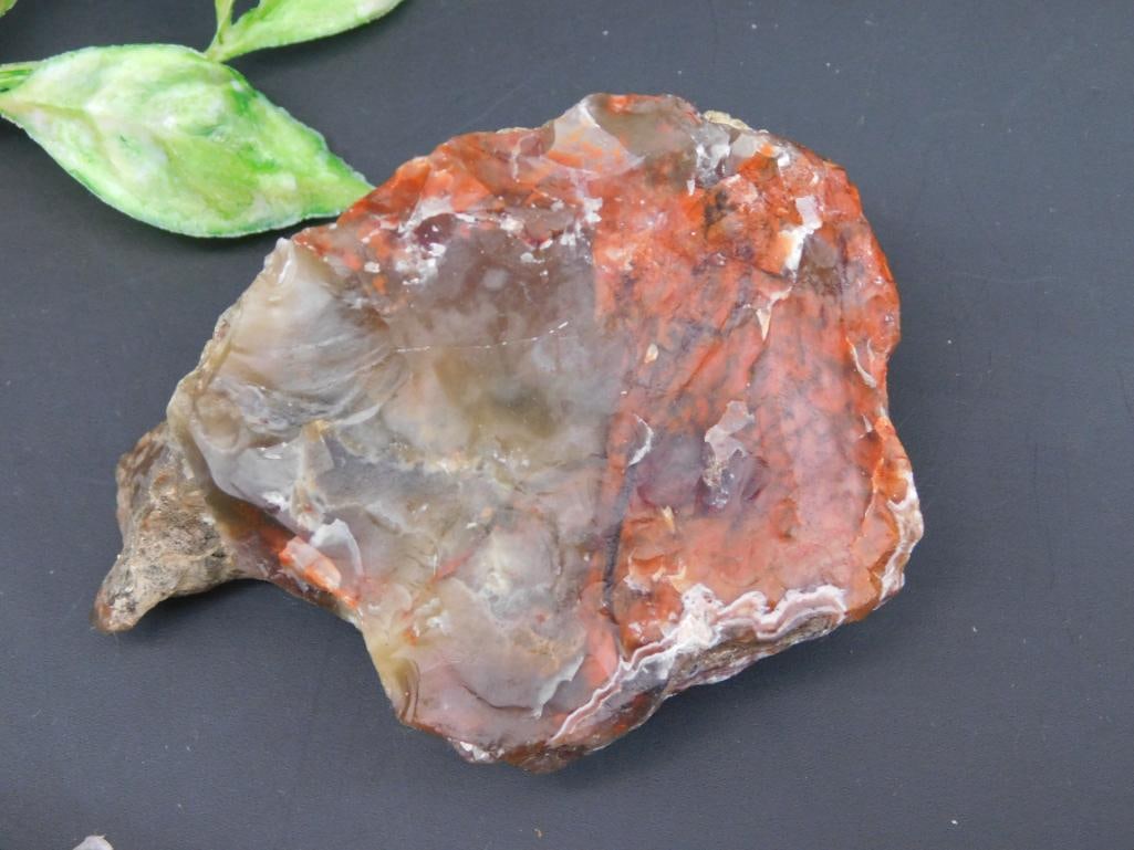 Polished FLAME PLUME Red and Gray Agate Rock Specimen (1 of 3)