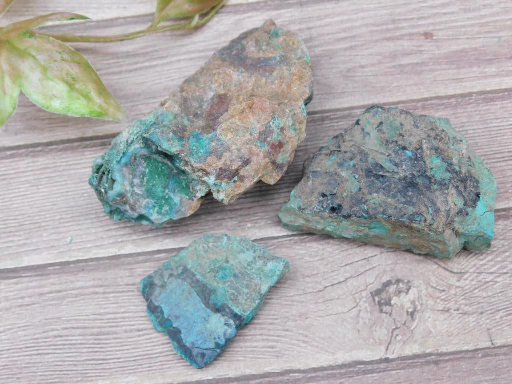 Chrysocolla Lot of 3 Stones: Chrysocolla Lot of 3 Stones
