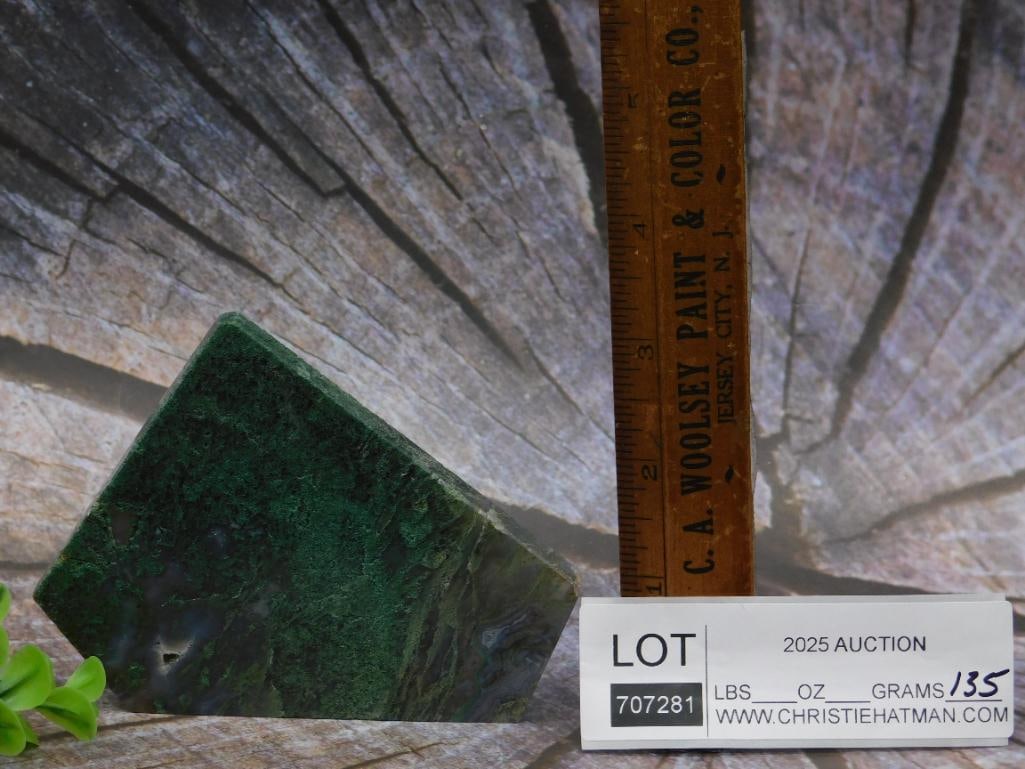 Moss Plume Agate Block With Textured Surface - 3
