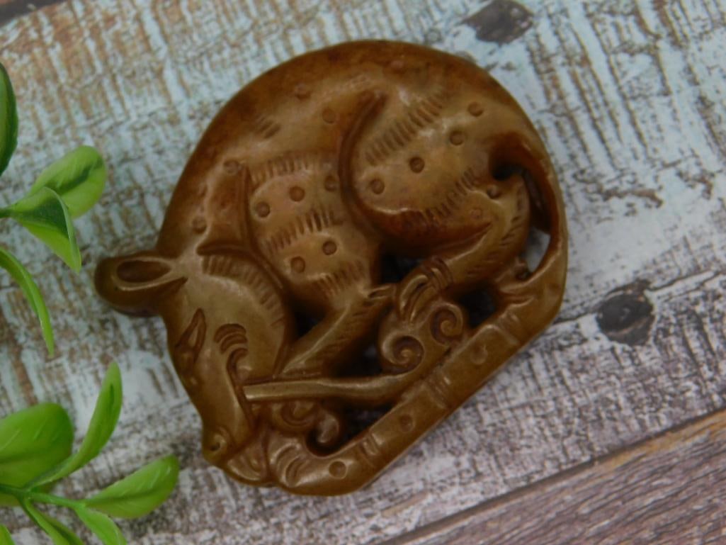 Carved Brown Jade Animal Pendant or Ornament: Carved Brown Jade Animal Pendant or Ornament