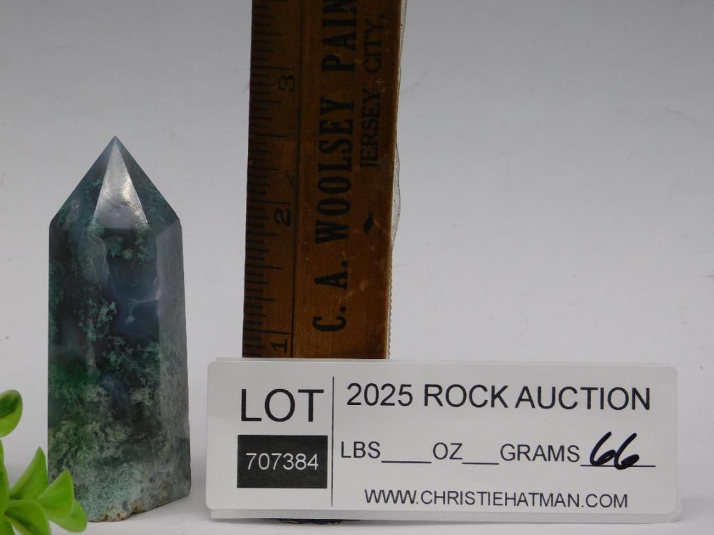 Polished Moss Agate Crystal Point - 3