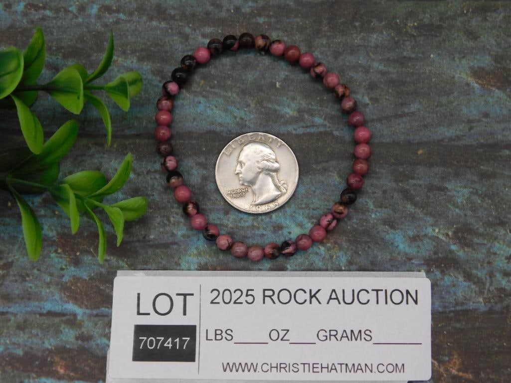 Rhodonite Beaded Stretch Bracelet - 3