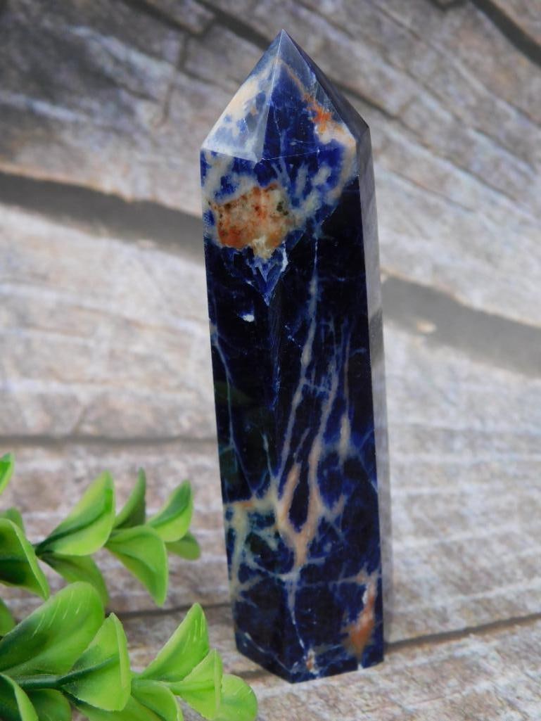 Polished Blue Sodalite Crystal Point Tower: Polished Blue Sodalite Crystal Point Tower
