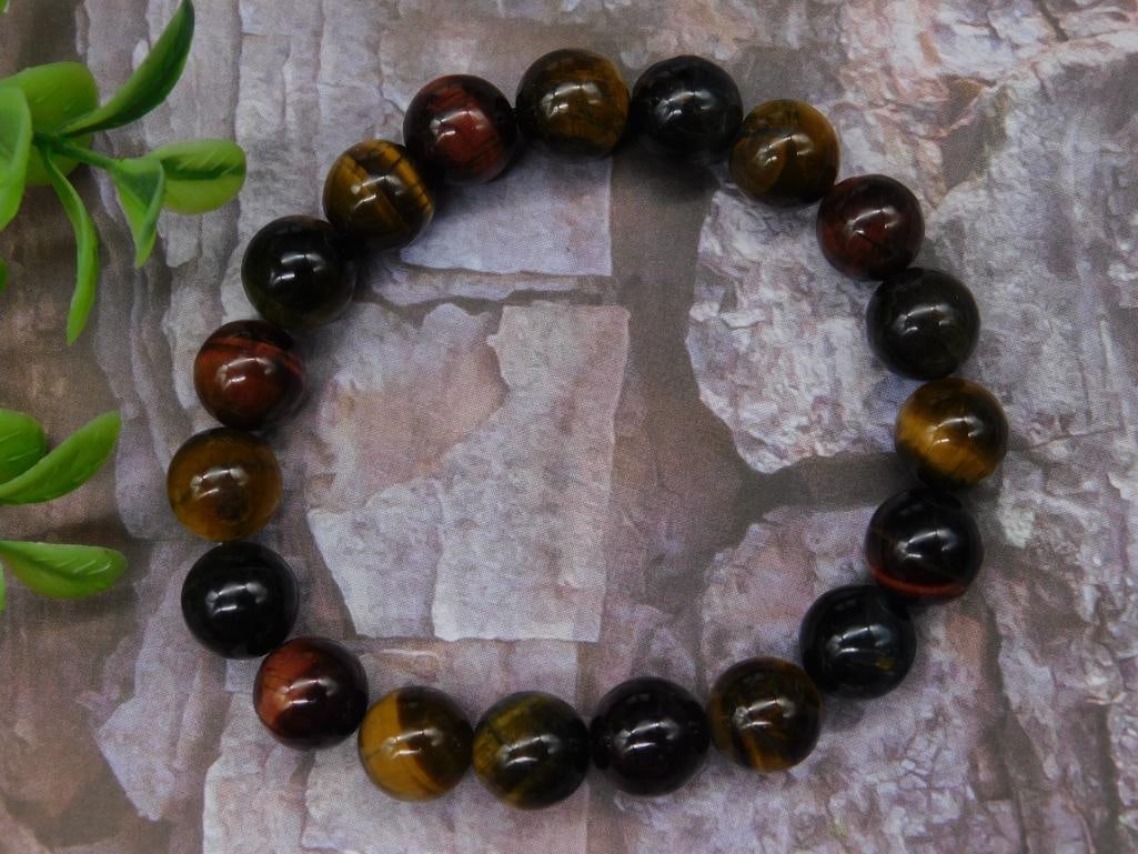 Multicolor Tiger Eye Gemstone Beaded Bracelet: Multicolor Tiger Eye Gemstone Beaded Bracelet