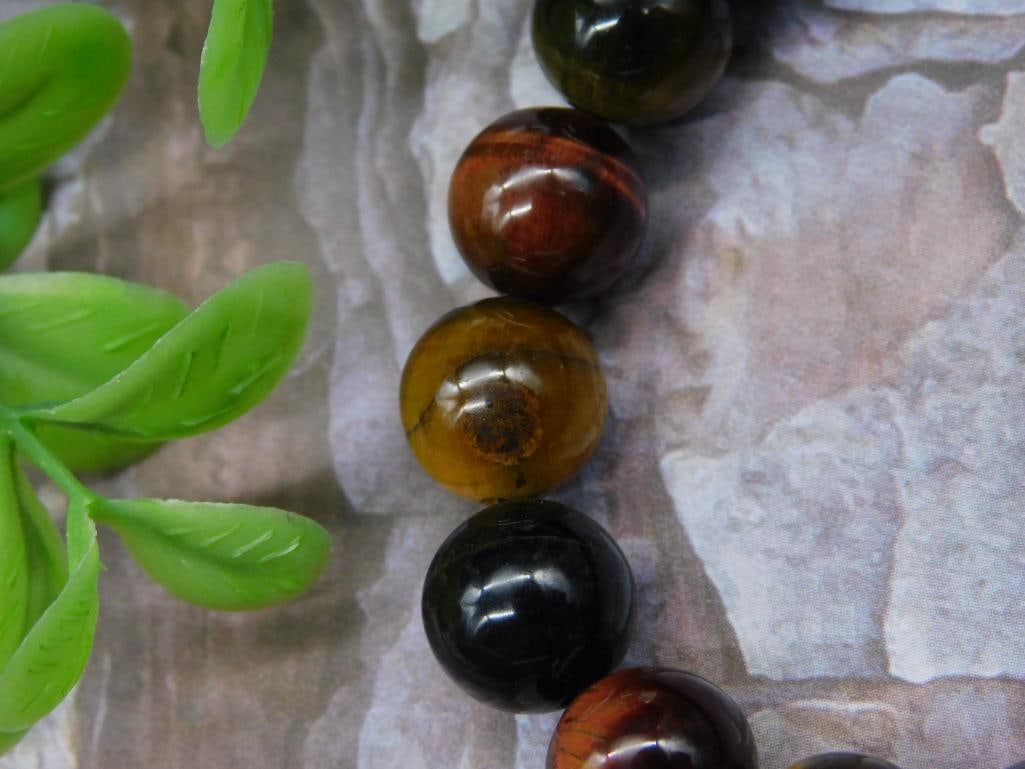 Multicolor Tiger Eye Gemstone Beaded Bracelet - 2