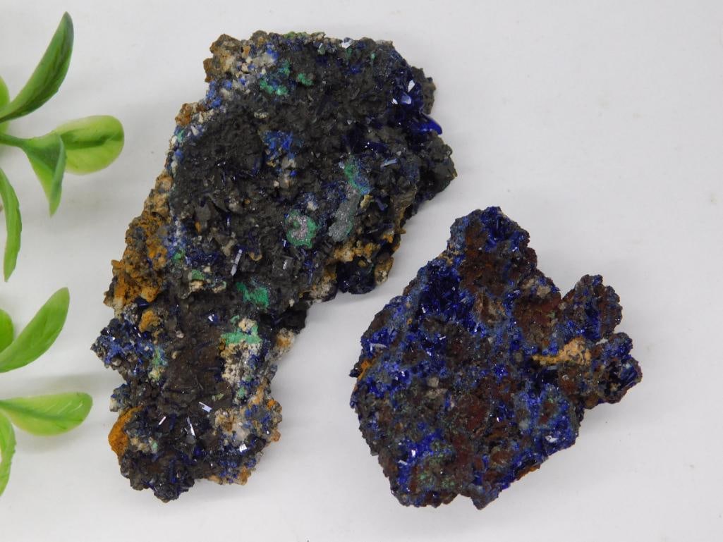 Azurite and Malachite Crystalline Mineral Specimens: Azurite and Malachite Crystalline Mineral Specimens