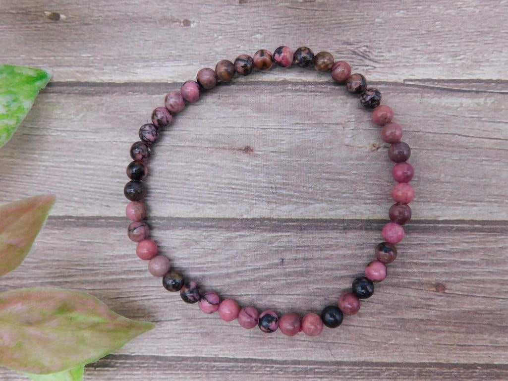 Rhodonite Beaded Stretch Bracelet: Rhodonite Beaded Stretch Bracelet