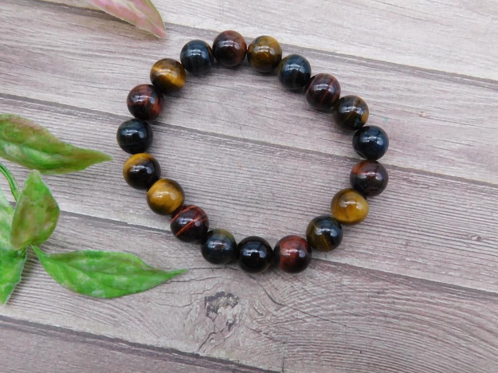 Multicolored Tiger's Eye Beaded Bracelet: Multicolored Tiger's Eye Beaded Bracelet
